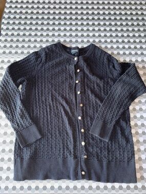 torrid Black Textured Knit Cardigan with Pearl Buttons